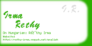 irma rethy business card